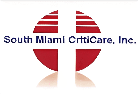 Red and white South Miami CritCare logo.